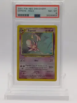 Pokemon Neo Discovery Espeon 1/75 Holo Rare PSA 8 Near Mint - Image 1