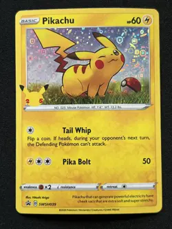 Pokemon TCG Pikachu SWSH039 Holo General Mills Promo 25th Anniversary NM - Image 1