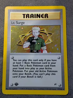 2000 Lt. Surge Trainer #17 Pokemon Gym Heroes 1st Edition Holo - Image 1