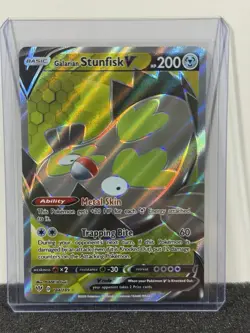 Galarian Stunfisk V 184/189 Full Art Pokemon Darkness Ablaze SWSH - Image 1