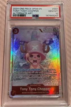 2024 One Piece OP08 EN Tony Tony Chopper Alt Art PSA 10 - Image 2