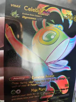 Pokemon Celebi Vmax Rainbow Black Foil Fan Art Vinyl Collector Card 199/198 - Image 4