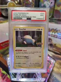 Snorlax 055/078 Pokemon Go Tins 2022 Pokemon Pokemon Go Tins Cosmos Holo PSA 9 - Image 1