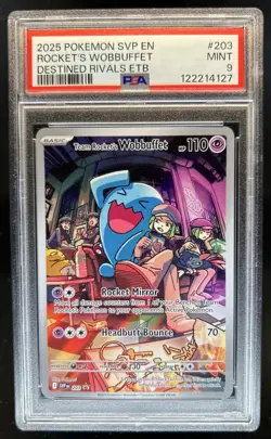 2023-25 Pokemon SV Black Star Promos - SVP EN Team Rocket's Wobbuffet #203 PSA 9 - Image 1