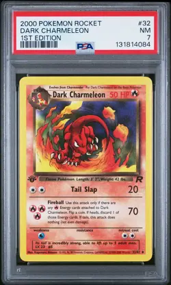 2000 POKEMON ROCKET 1ST ED #32 DARK CHARMELEON PSA 7 - Image 1