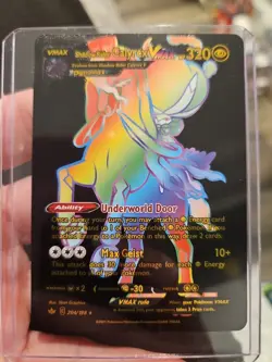 Shadow Rider Calyrex Vmax Rainbow Black Foil Fan Art Vinyl Collector Pokemon - Image 1