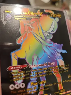 Shadow Rider Calyrex Vmax Rainbow Black Foil Fan Art Vinyl Collector Pokemon - Image 4