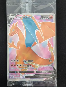 Charizard V SWSH050 Pokemon Full Art Holo Black Star SEALED Promo - Image 1