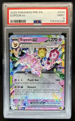 2025 Pokemon Prismatic Evolutions Espeon ex #034/131 PSA 9 - Image 1