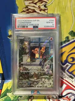 Pokemon Scarlet & Violet Obsidian Flames Charmander ETB Promo Card 044 PSA 10 - Image 1
