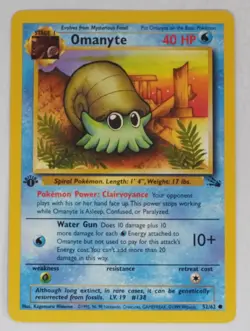 Omanyte 52/62 1st Edition Fossil Regular Pokemon TCG - Image 1