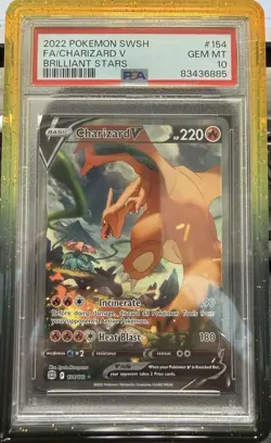 2022 Pokemon SWSH FA/Charizard v Brilliant Stars #154 PSA 10 - Image 1