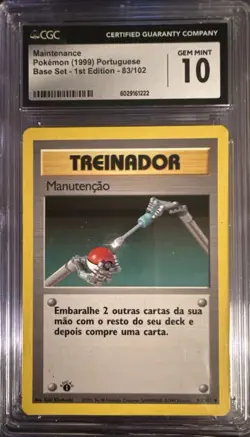 Pokemon TCG 1999 Maintenance 1st Edition Base Set #83/102 Portuguese CGC 10 - Image 1
