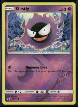 Pokemon - Gastly 36/111 Reverse Holo Crimson Invasion LP - Image 1