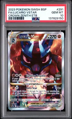 PSA 10 LUCARIO VSTAR SWSH291 BLACK STAR PROMO CROWN ZENITH ETB POKEMON 😍 - Image 1