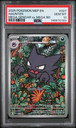 2025 POKEMON MEP EN-ME BLACK STAR PROMO #027 HAUNTER PSA 10 - Image 1