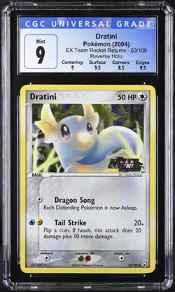 2004 Pokemon Ex Team Rocket Returns Dratini Reverse Foil Cgc 9(w Subgrades!) - Image 1