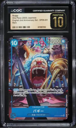 2025 One Piece Japanese 2nd Anniversary Set Buggy #OP09-051 CGC 10 PRISTINE - Image 1