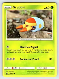 Grubbin 18/214 S&M Unbroken Bonds Pokemon Card TCG Yuka Morii Common - Nm/Vlp - Image 1