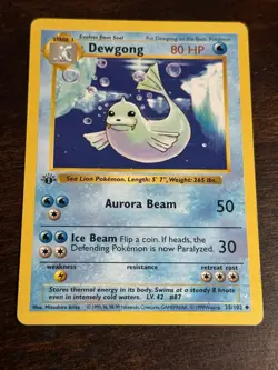 Dewgong 25/102 1st Edition- Shadowless-Base Set- Pokemon Card- 1999- WOTC - Image 1
