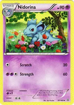 Nidorina 67/160 - Uncommon Pokemon XY Primal Clash Card - Image 1