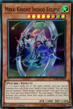 EXFO-EN019 MEKK-KNIGHT INDIGO ECLIPSE SUPER RARE 1ST EDITION YuGiOh CARD - Image 1