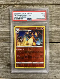 Graded PSA 7 2020 Pokemon SWSH Charizard-Rec.Foil Vivid Voltage #025 - Image 1
