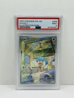 🔥2023 POKEMON PAL EN-PALDEA EVOLVED ILLUSTRATION RARE #206 QUAXLY PSA 9!🔥 - Image 1