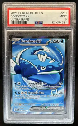 2025 Pokemon Destined Rivals Dondozo ex #211/182 PSA 9 - Image 1