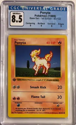 Ponyta Pokemon (1999) 060/102 Base Set - 1st Edition CGC 8.5 - Image 1