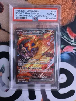 PSA 10 Team Rocket's Moltres ex 229/182 Pokemon Destined Rivals UPC Stamped 2025 - Image 1
