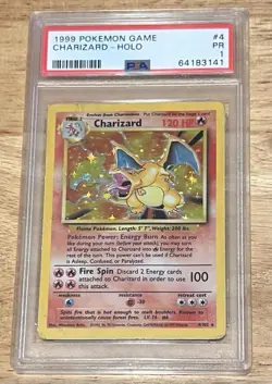 1999 Pokemon Game Charizard Holo #4 PSA 1 - Image 1