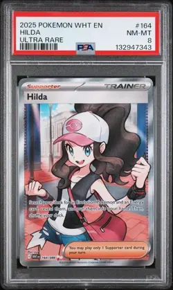 PSA 8 HILDA 164/086 WHT EN-WHITE FLARE ULTRA RARE POKEMON - Image 1
