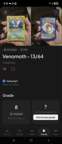 1999 Pokemon Jungle Venomoth #13/64 Holo Rare - NM (AI Graded 8 Appraisal) - Image 4