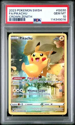 2023 POKEMON SWORD & SHIELD CROWN ZENITH #GG30 FULL ART/PIKACHU PSA 10 - Image 1