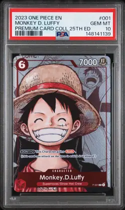 One Piece Monkey D Luffy P-001 25th Anniversary Promo PSA 10 English - Image 1