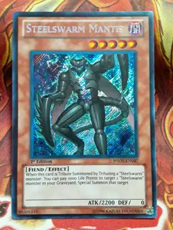 Yugioh Steelswarm Mantis Secret Rare HA05-EN047 1st Lightly Played - Image 1