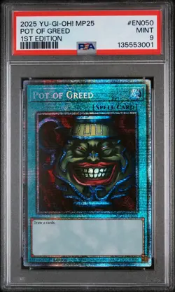 Yu-Gi-Oh! Pot Of Greed MP25-EN050 Starlight Rare 1st Ed PSA 9 Mint - Image 1
