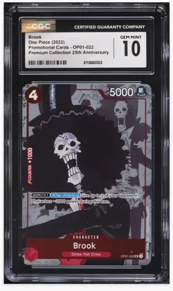 2022 🟣 CGC-10 Brook One Piece Promo Premium Coll. 25th Anniversary OP01-022 - Image 1