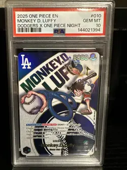 PSA 10 Luffy X Dodgers Promo Card Night 2025 World Series Champions - Image 1