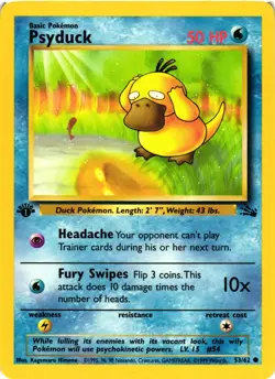 Pokemon TCG Psyduck Fossil 1st Edition Common Card 53/62 LP - Image 1