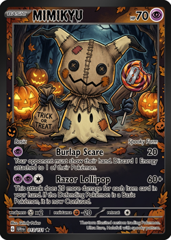 Pokemon Mimikyu x Trick Or Treat Horror Custom Card - Image 1