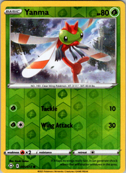 Yanma 001/072 Reverse Holo Pokemon TCG: Shining Fates Near Mint (NM) Common - Image 1