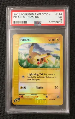 2002 Pokemon Expedition Pikachu #124 Reverse Foil PSA 5 EXCELLENT! - Image 1