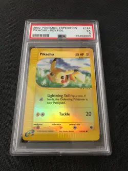 2002 Pokemon Expedition Pikachu #124 Reverse Foil PSA 5 EXCELLENT! - Image 3