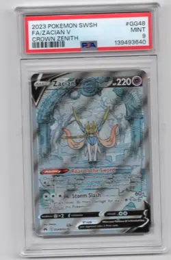 2023 POKEMON SWORD & SHIELD CROWN ZENITH #GG48 FULL ART/ZACIAN V PSA 9 - Image 3