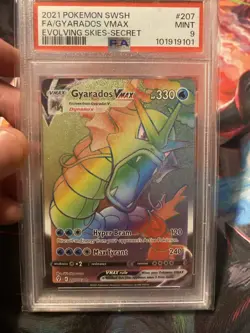 2021 POKEMON EVOLVING SKIES SECRET FULL ART RAINBOW /GYARADOS VMAX #207 PSA 9 - Image 1