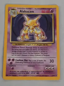 ALAKAZAM 2000 Pokemon Game Base II Holo-Rare Card #1 - Image 1