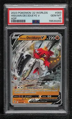 Hisuian Decidueye V (ADP) Pokemon World Championships 2022 PSA 10 GEM MT - Image 1
