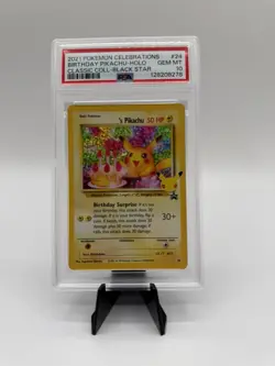 Birthday Pikachu 2021 POKEMON CELEBRATIONS #24 - HOLO Gem Mint Black Star - Image 1